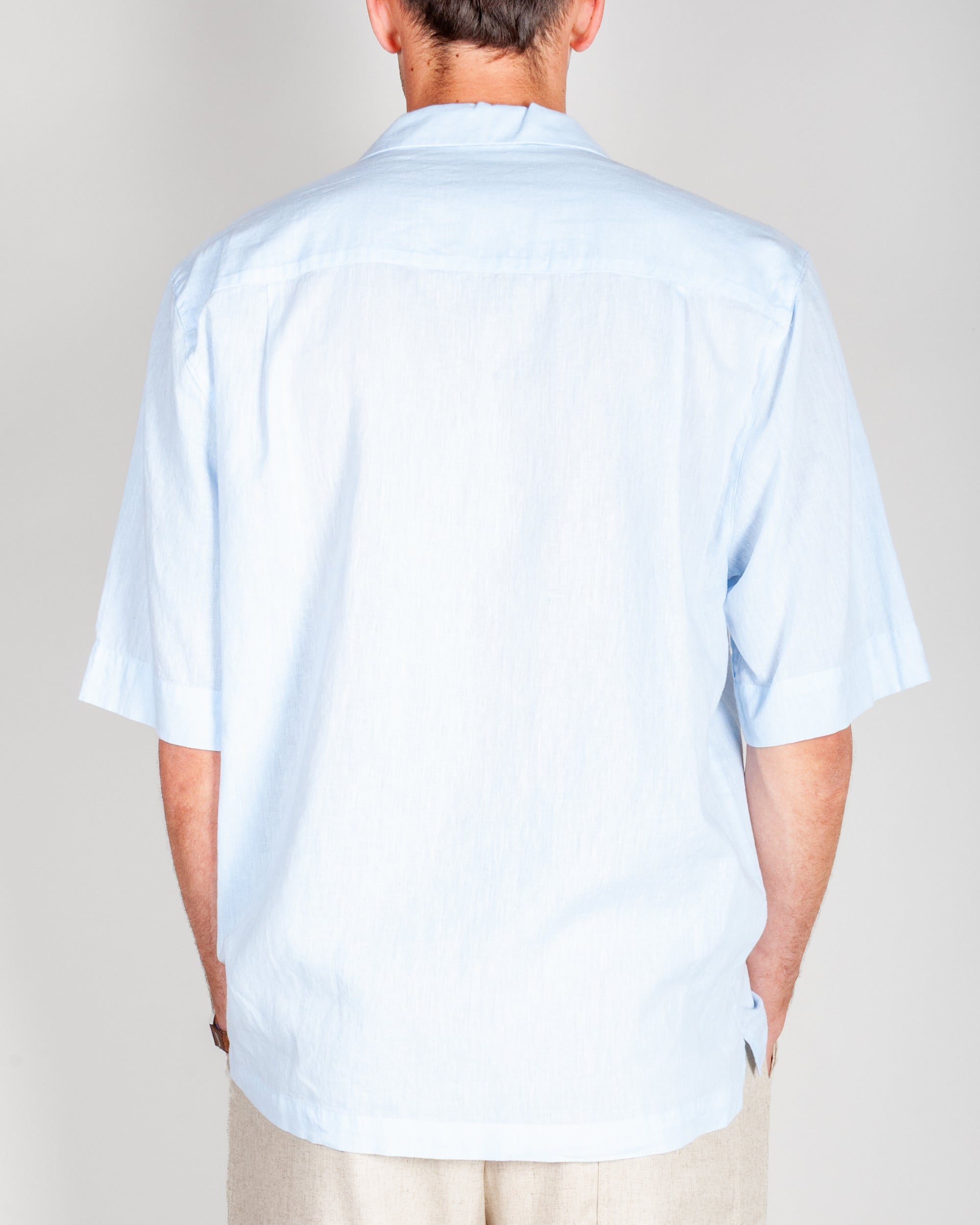 Camicia manica corta misto lino Officina 36 collo derby Uomo visto da dietro, Art. 0335800567.