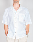 Camicia manica corta misto lino Officina 36 uomo, color bianco, stile casual e fresco per l'estate.