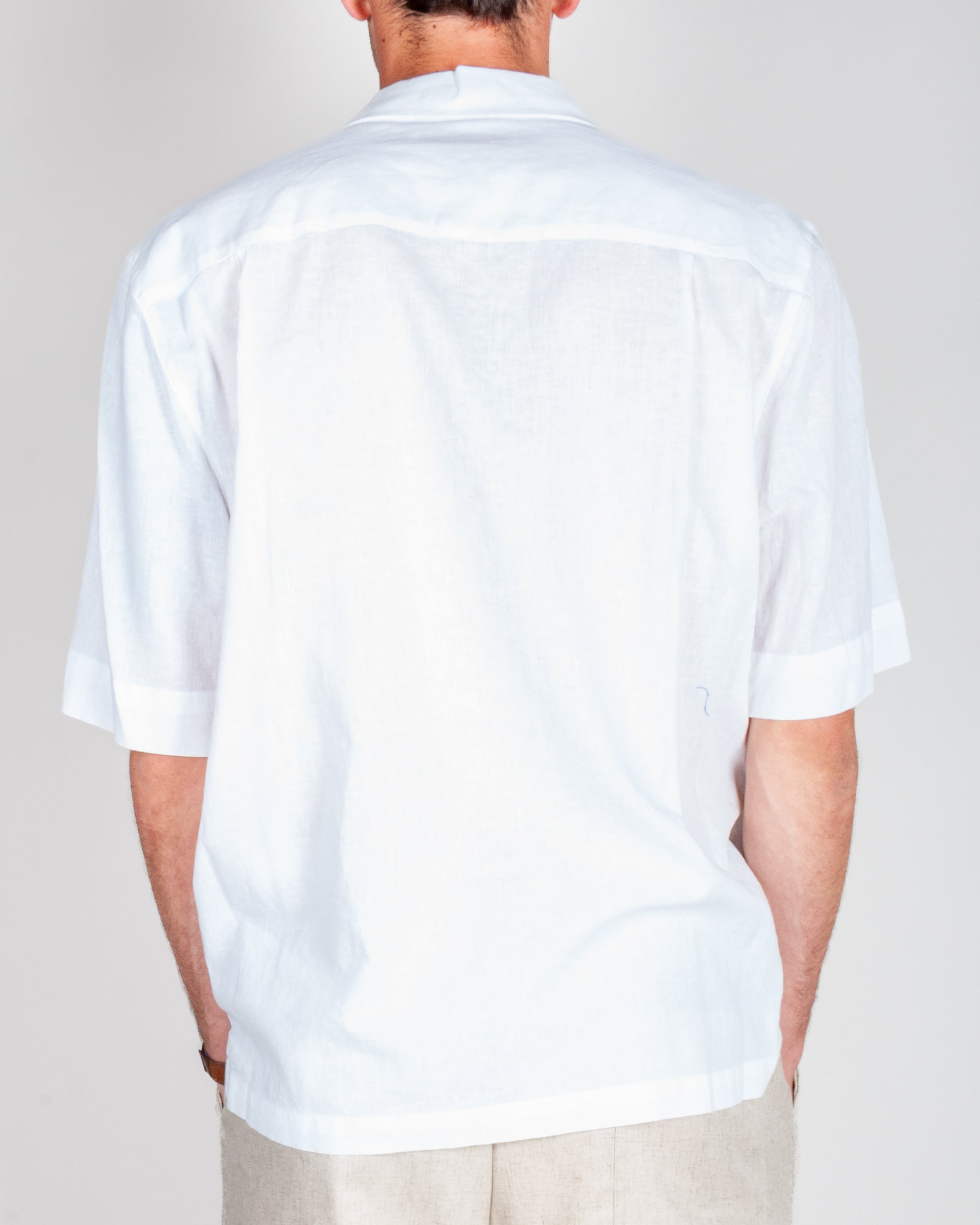 Camicia manica corta misto lino Officina 36 uomo, vista posteriore, articolo 0335800567.