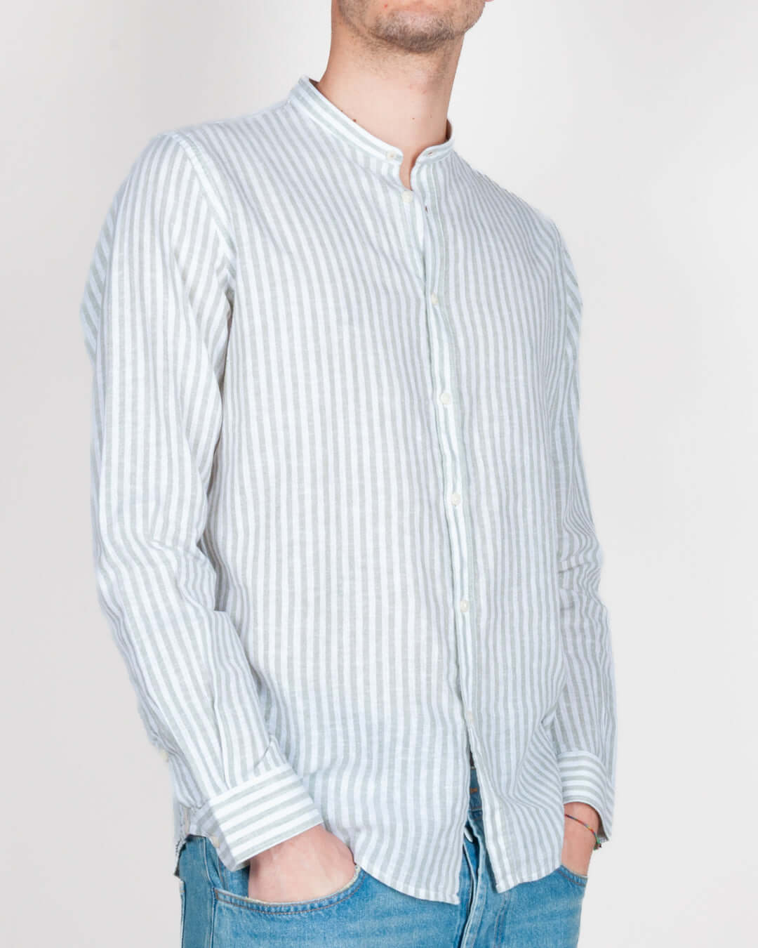 Camicia Coreana riga misto lino BL11 Art. 04BL2601