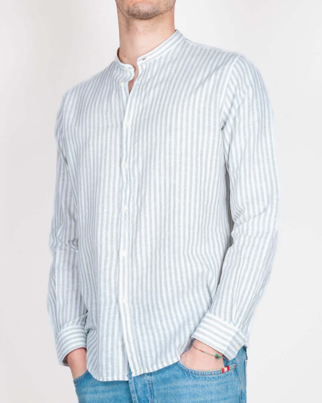 Camicia Coreana riga misto lino BL11 Art. 04BL2601