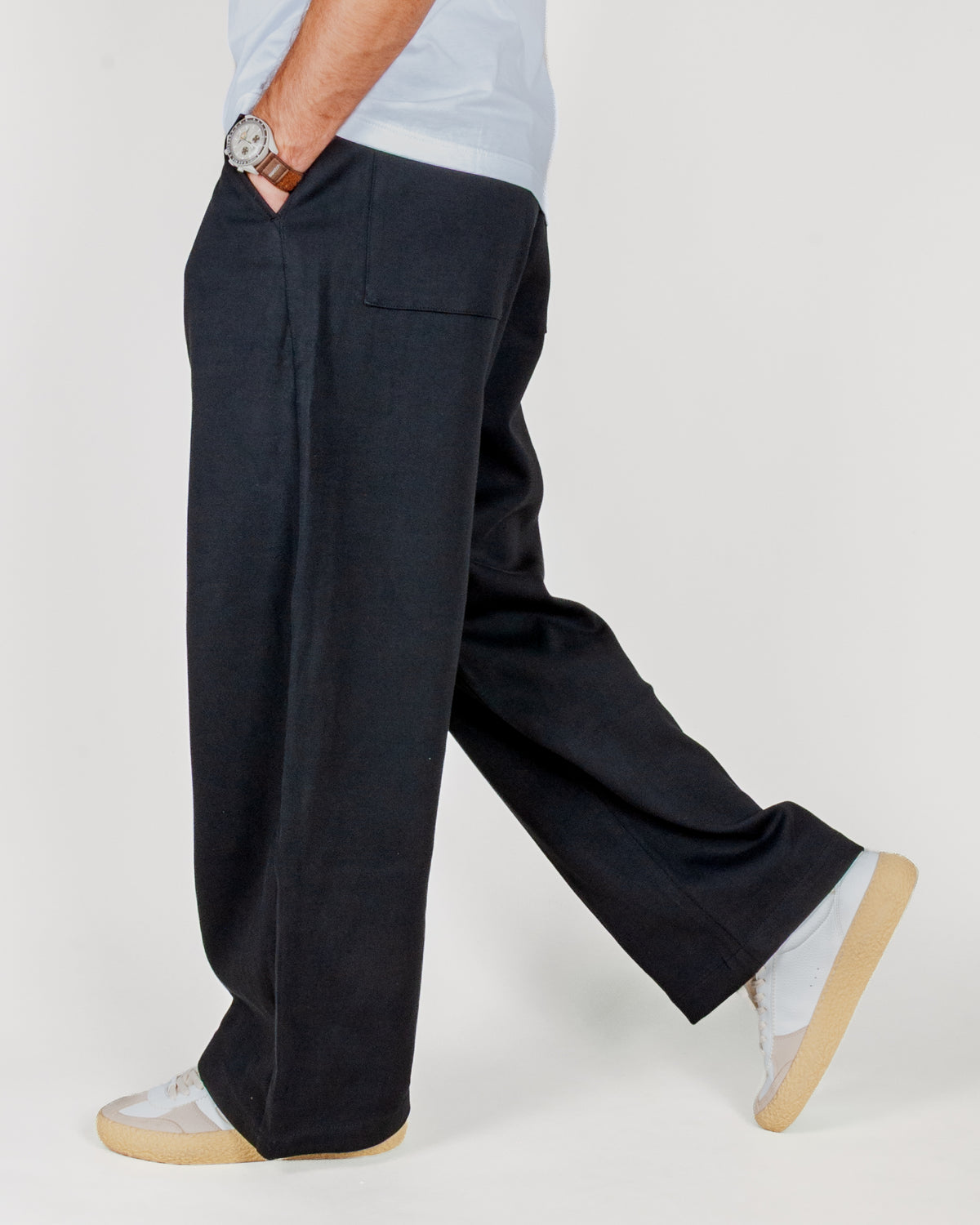 Pantalone Palazzo con elastico in vita e bottone Double Label Gianni Lupo Art. GLW127G