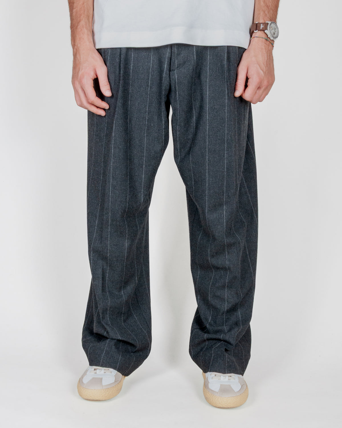 Pantalone fondo ampio righe misto lana I'm Brian Art. PA3908