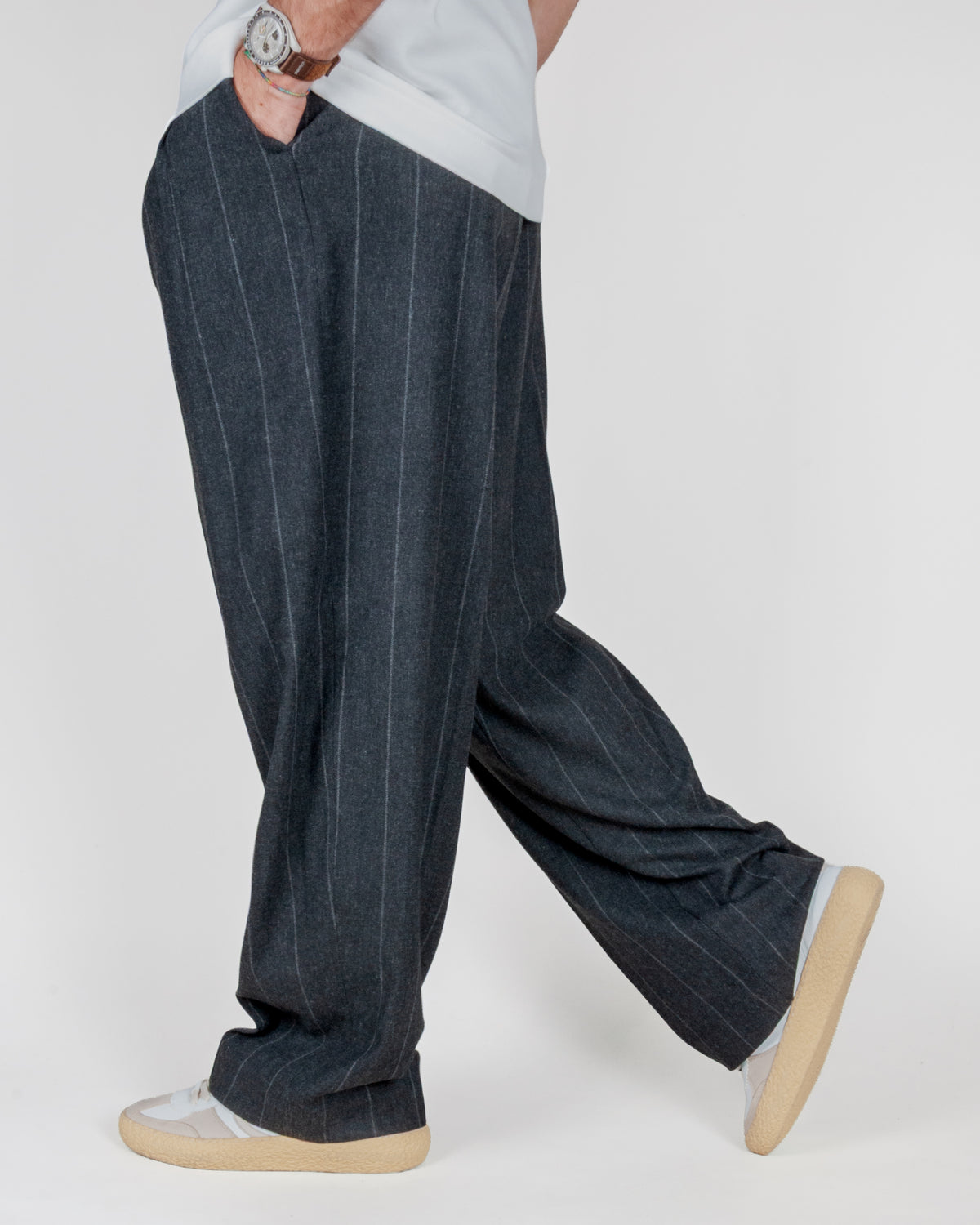 Pantalone fondo ampio righe misto lana I'm Brian Art. PA3908