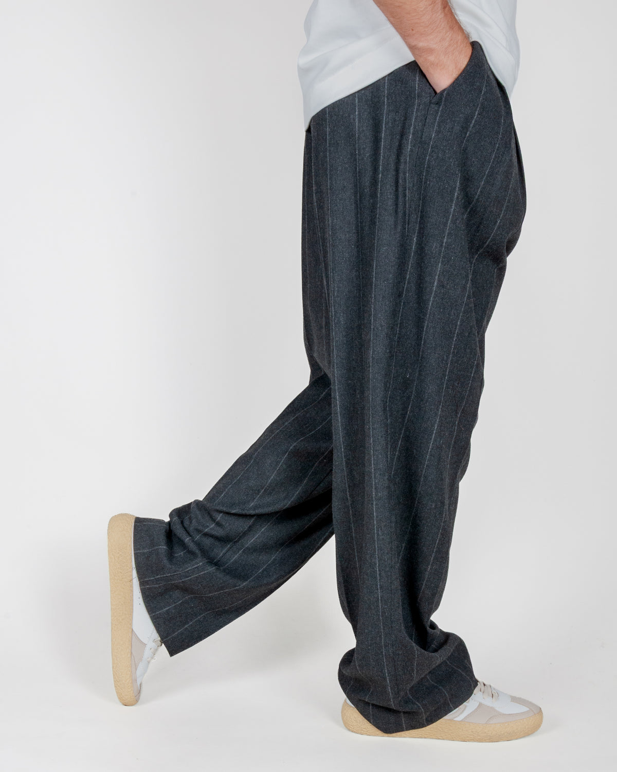 Pantalone fondo ampio righe misto lana I'm Brian Art. PA3908