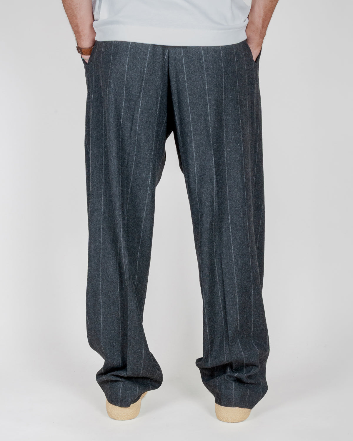 Pantalone fondo ampio righe misto lana I'm Brian Art. PA3908