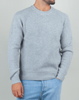 Gianni Lupo Maglia Costine in light gray, featuring ribbed texture and long sleeves, perfect for stylish layering.