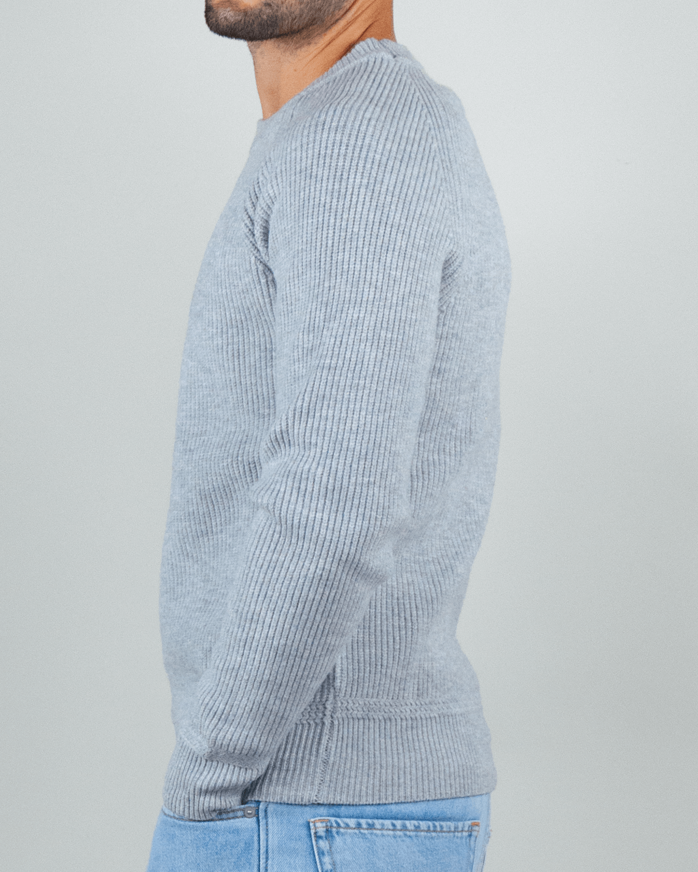 Gianni Lupo Maglia Costine in gray shown from the side, featuring a ribbed texture design.