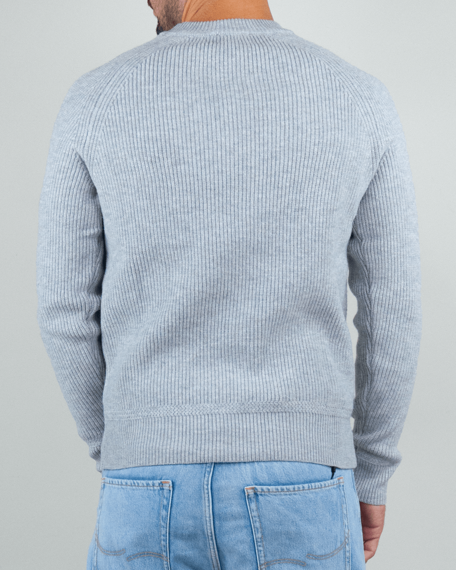 Gianni Lupo Maglia Costine back view of gray ribbed sweater Art. GL35230