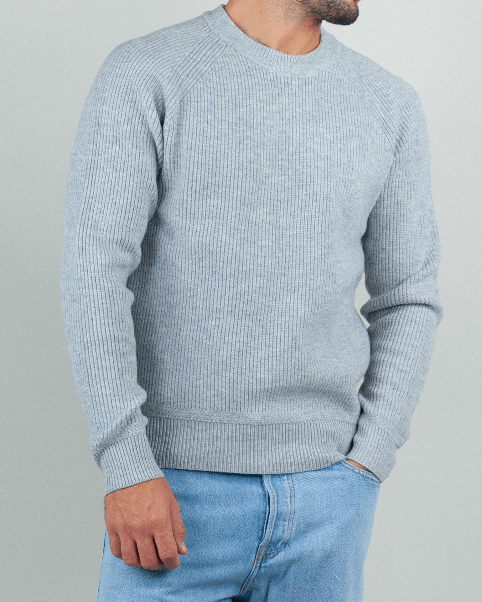 Gianni Lupo Maglia Costine in grey, stylish ribbed sweater for a comfortable fit.