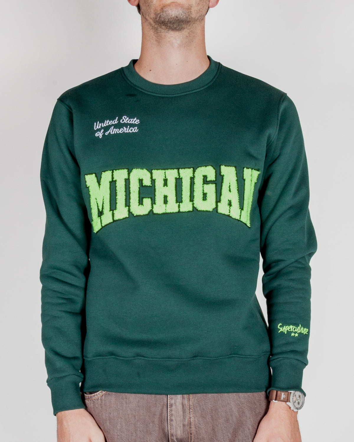 Felpa Superculture Girocollo Ricamo Michigan Art. A3031