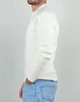 Gianni Lupo Maglia Costine Art. GL35230 in soft cream color, ribbed texture men's sweater side view.