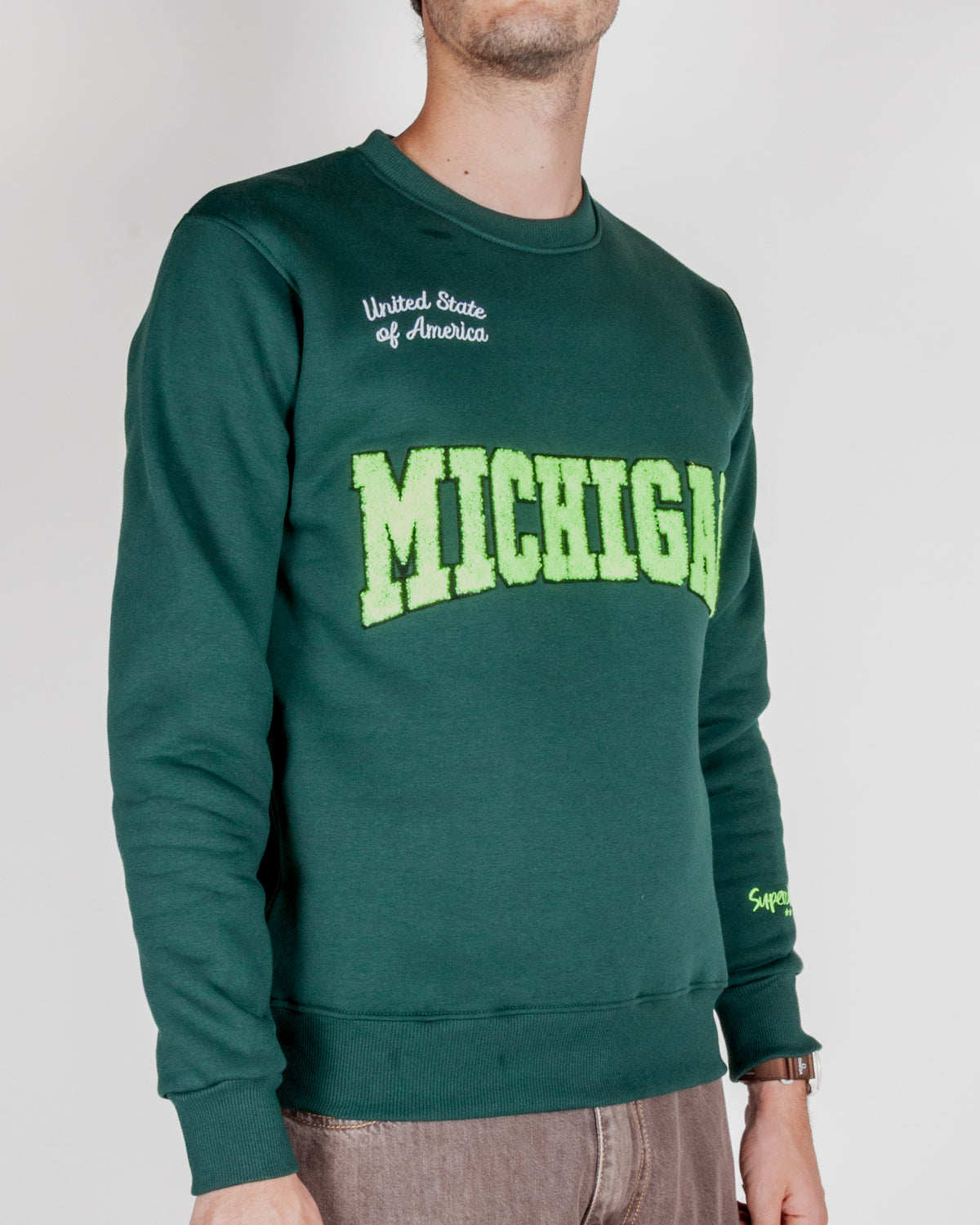 Felpa Superculture Girocollo Ricamo Michigan Art. A3031