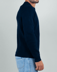 Gianni Lupo Maglia Costine Art. GL35230 side view, stylish dark blue ribbed sweater for men.