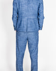 Abito in misto lino BL11 Blu