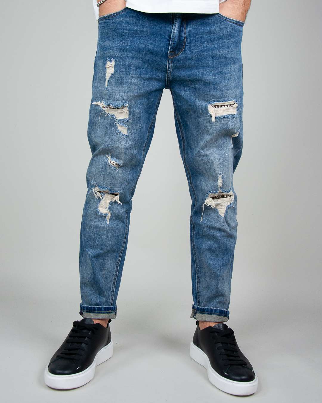 Jeans Carrot Fit Con rotture Gianni Lupo Art. GL6323Q - 1921 Store