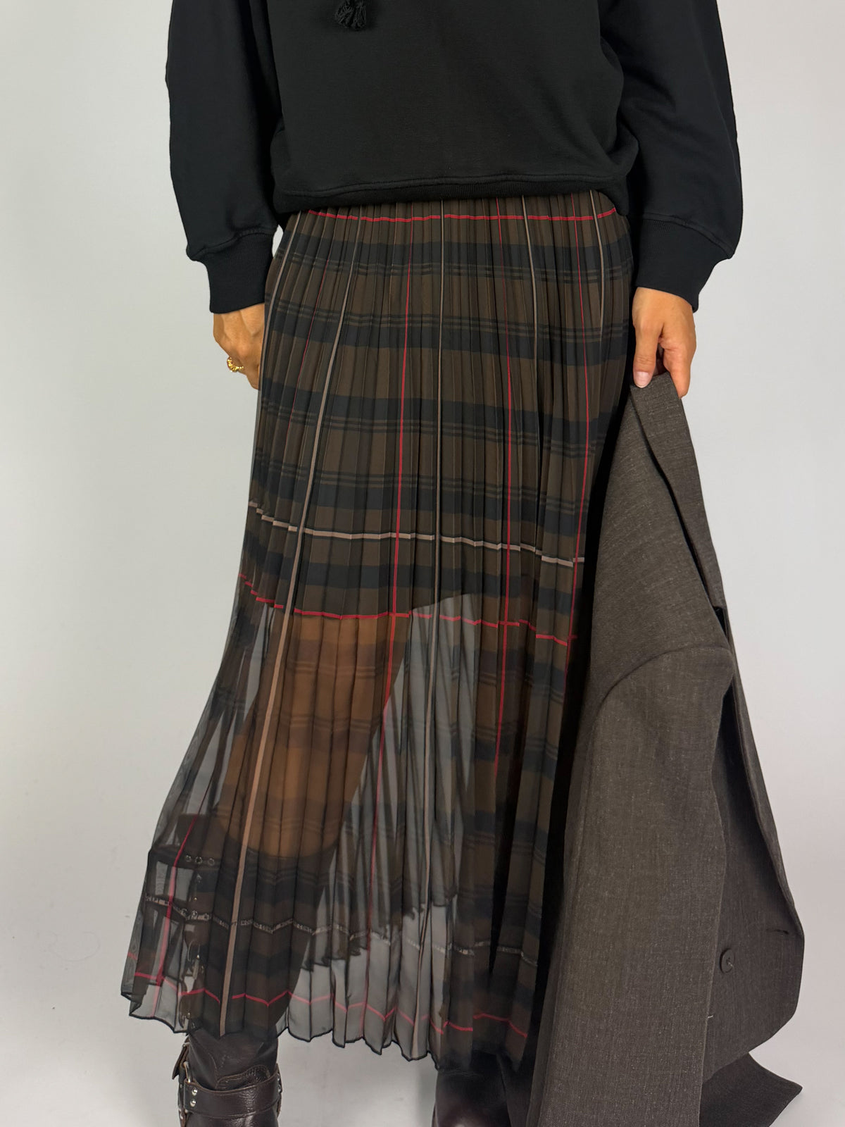 Gonna Lunga Tartan Plisse NouConcept Donna Art. N-G68-17227