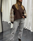 Felpa Manica Check Susy Mix Donna Art. 59179M
