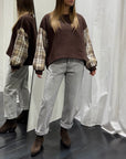 Felpa Manica Check Susy Mix Donna Art. 59179M