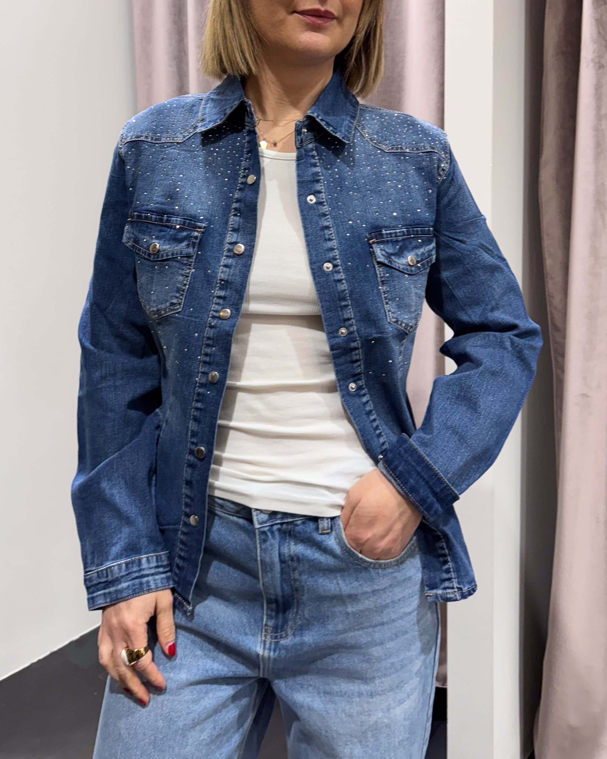 Camicia Denim Strass Susy Mix Donna Art. 2591861
