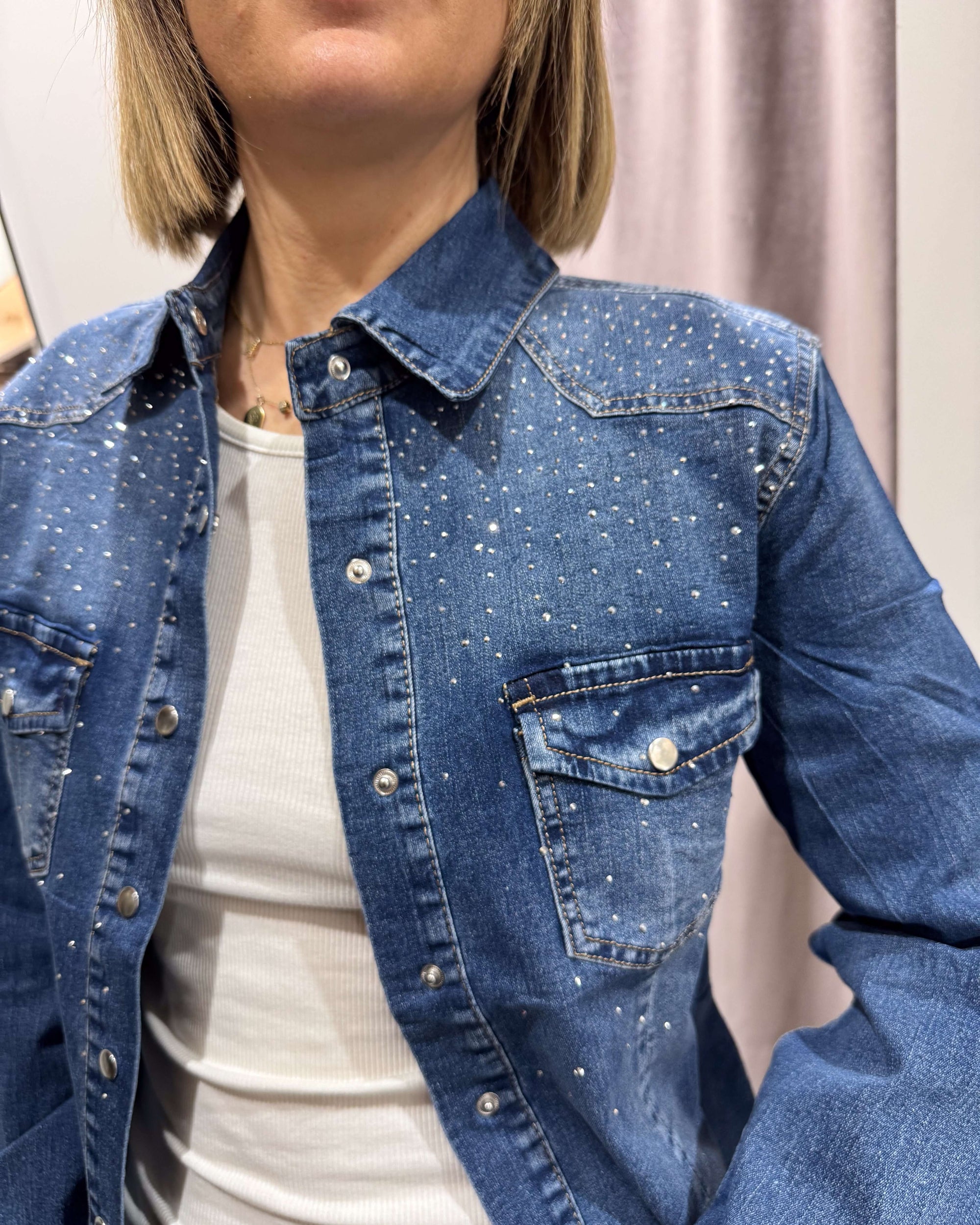 Camicia Denim Strass Susy Mix Donna Art. 2591861