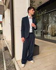 Abito imperial con pantalone over blu