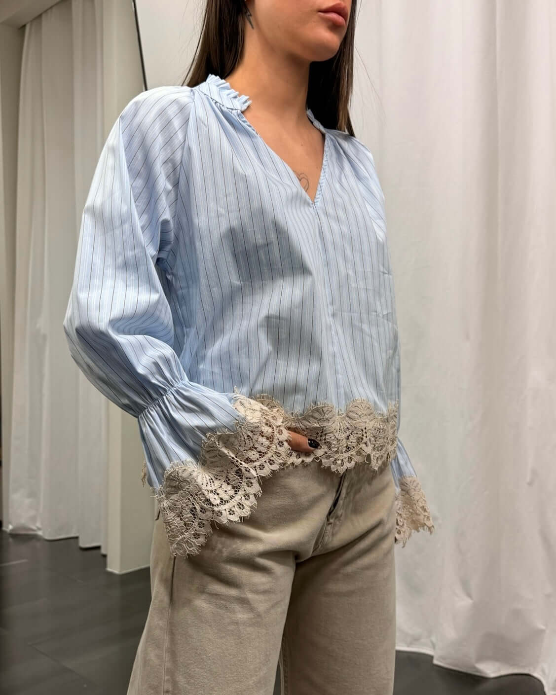 Camicia Riga Pizzo Susy Mix Donna Art. 26180G
