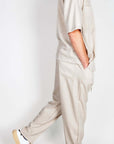 Completo Imperial misto lino in beige, featuring a casual shirt and pants, perfect for stylish comfort.