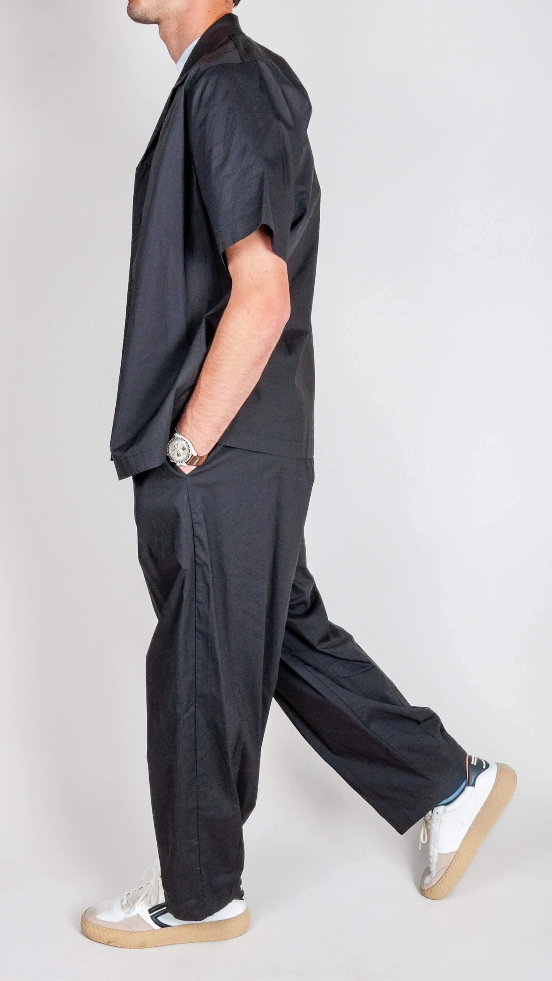 Completo Popeline manica corta Imperial in nero, abbigliamento elegante per uomo.