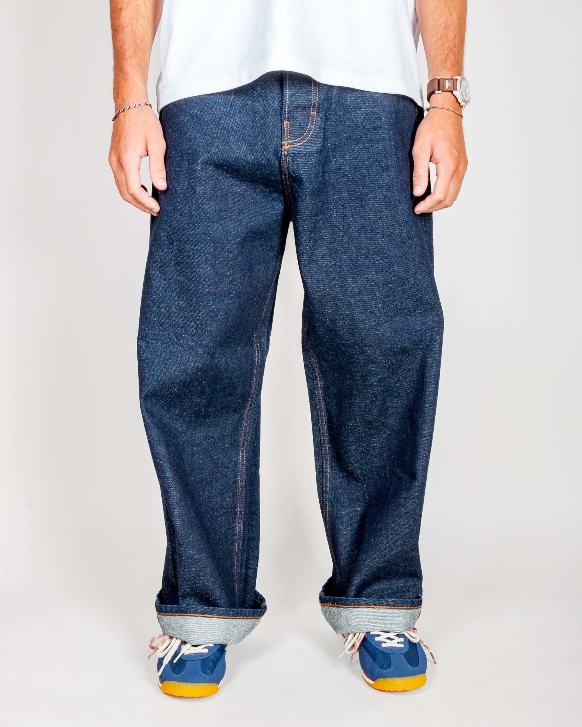 Jeans Huge Uomo Rinse Denim Amish Art, 100% Cotone, taglia 32, jeans uomo denim ristretto.