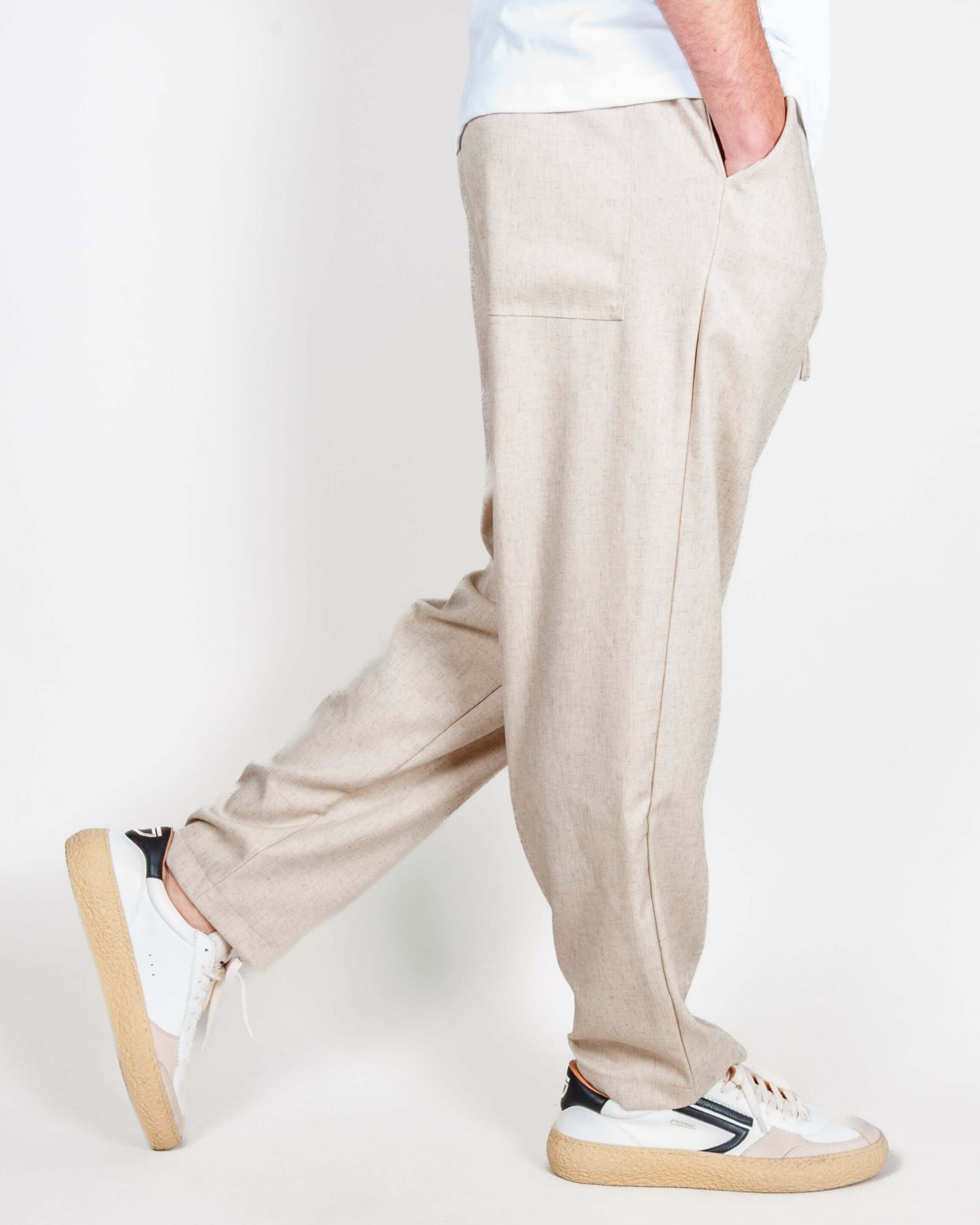 Pantalaccio misto lino Uomo Imperial Art, pantaloni leggeri in tessuto misto, taglia L.