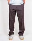 Pantalone con pince fondo ampio in misto lino I'm Brian Art, modello elegante e comodo, pantalone misto lino ampio.